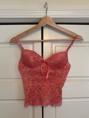 Playboy Lace Bralette Camisole in Coral Pink